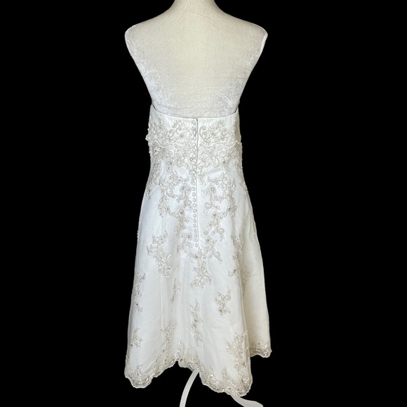 Wedding Dress Bridal Gown Ivory Gold Size 12 Convertible Two Length Embellished - Picture 10 of 16